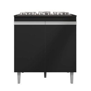 Balcão para Cooktop Andréia 2 Portas Preto Ajl