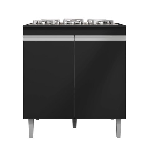 Balcão para Cooktop Andréia 2 Portas Preto Ajl