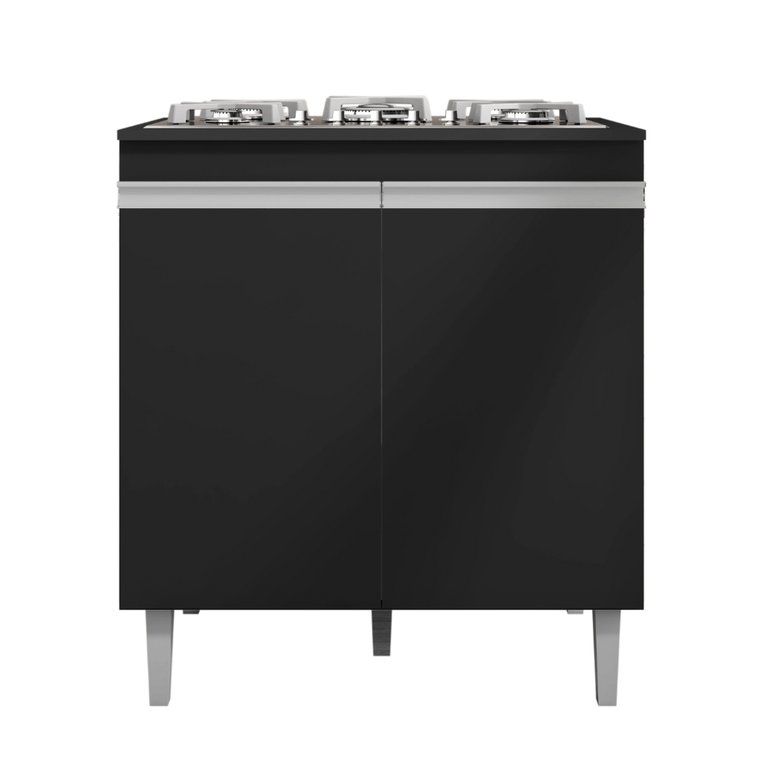 Balcão para Cooktop Andréia 2 Portas Preto Ajl Balcão para Cooktop Andréia 2 Portas Preto Ajl