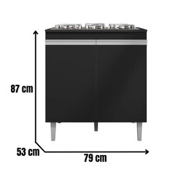 Balcão para Cooktop Andréia 2 Portas Preto Ajl - 2