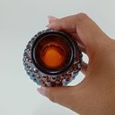 Ver imagem 2 de Vaso Maou Decorativo Cachepô Lustrado Vidro 14x8x8cm Marrom