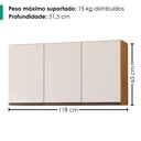 Ver imagem 3 de Armario Aereo 3 Portas 118 cm Suecia Cedro Areia Rudk