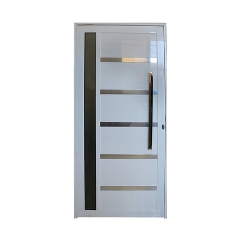 Porta Pivotante de Alumínio Branco Com Vidro e Puxador CMC Classic - Lado Esquerdo - 2.10(A)X1.20(L)