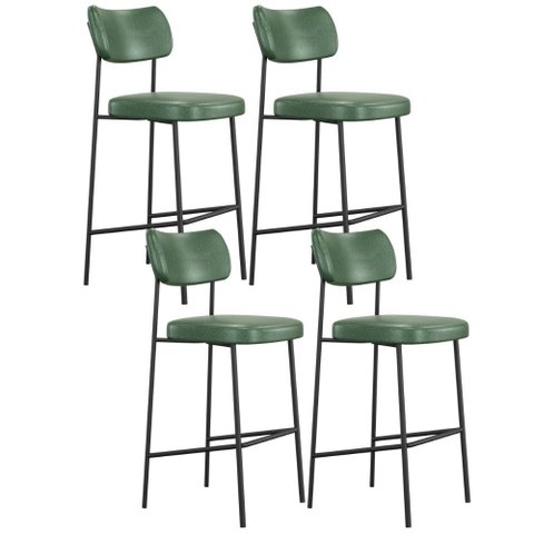 Kit 04 Banquetas Alta Bar Cozinha Sala de Jantar Preto Elira L02 Couríssimo Verde - Lyam Decor