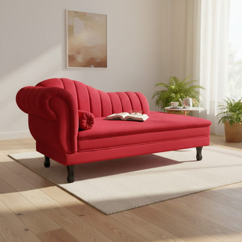 Recamier Decorativo Divã Amsterdã 187cm Lado Direito Suede Vermelho