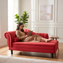 Ver imagem 2 de Recamier Decorativo Divã Amsterdã 187cm Lado Direito Suede Vermelho