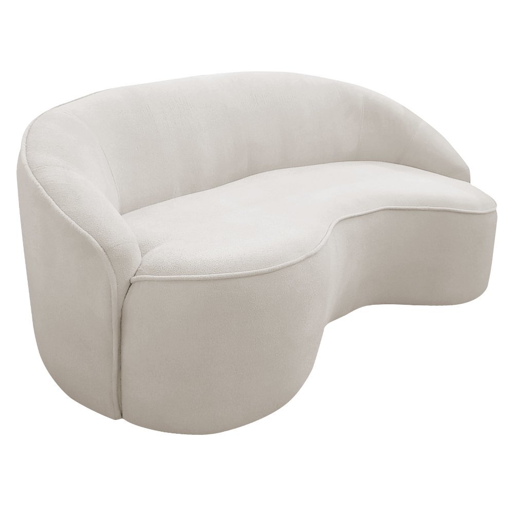 Sofá Curvo Montserrat 150cm 02 Lugares Bouclê Off White - Casaepoltrona