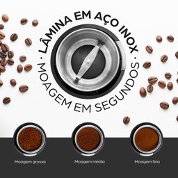 Moedor de Café Wap Aroma Wmc200 Duas Lâminas em Inox, Copo Removível e 200w de Potência 127v - 4