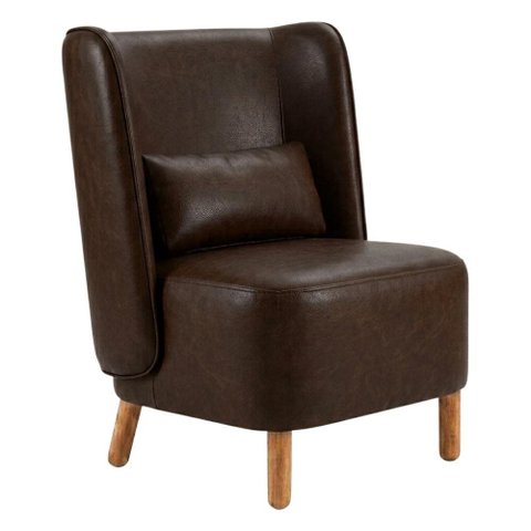 Poltrona Decorativa Verso Pes Madeira Courino Tcs 721 Moll