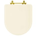 Ver imagem 1 de Assento Sanitário Almofadado Carrara Creme Bege Claro para Vaso Deca com Ferragem Dourada