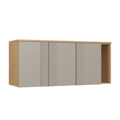 Módulo Aéreo para Quarto 3 Portas Elegance Cinza/Angelin/Níquel