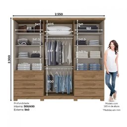 Guarda-Roupa Casal 4 Espelhos 4 Portas 6 Gavetas Campeche Henn - 4