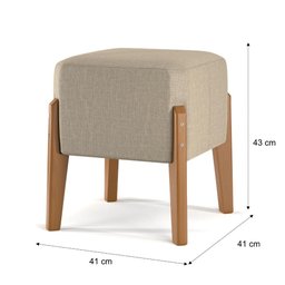 Puff Banqueta Ana Luxo Barato Sala Escritório/quarto - Bege - 3