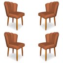 Ver imagem 1 de Kit 4 Cadeiras de Jantar Pétala Estofada Pés Palito Veludo Terracota - Montanaris Decor