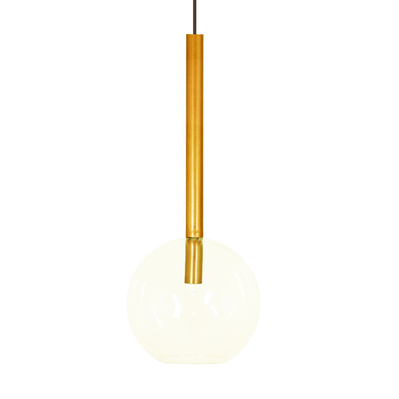 Luminária Lustre Teto Pendente Tubo Globo Vidro 20cm Dourado - 2