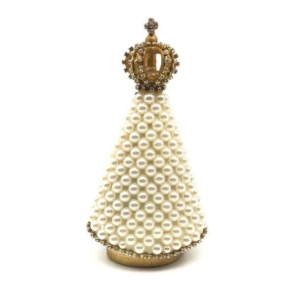 Imagem de Nossa Senhora Aparecida Perolas Dourada Resina 17 cm - 4