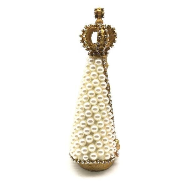 Imagem de Nossa Senhora Aparecida Perolas Dourada Resina 17 cm - 3