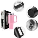 Ver imagem 2 de Copo Térmico Cor Rosa Claro Grande 1200 Ml Canudo Parede Dupla