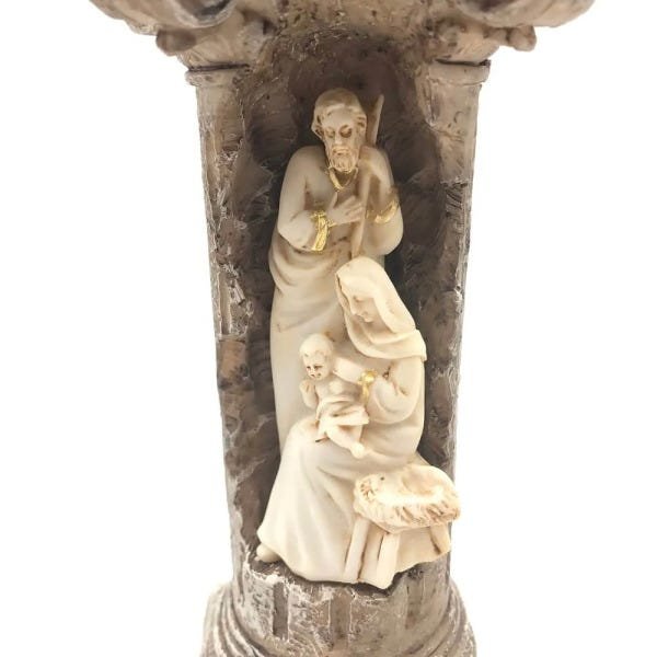 Castiçal de Mesa Sagrada Família Coluna com Porta Vela 16 cm - 2