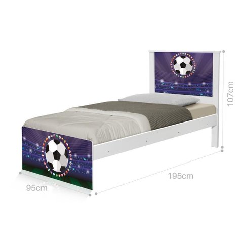 Cama Solteiro com Cabeceira Adesivada Copa Futebol Estádio