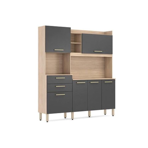 Cozinha Compacta Select C- 6 Portas e 2 Gavetas 178x194 Avena-grafito - Demóbile