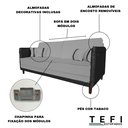Ver imagem 6 de Sofá Modular 3 Lugares Filipi 2,12m Linho Cinza - Corino Preto
