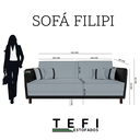 Ver imagem 5 de Sofá Modular 3 Lugares Filipi 2,12m Linho Cinza - Corino Preto