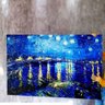 Quadro Van Gogh Noite Estrelada Sobre o Rodano:120x80 cm/BRANCA - 10