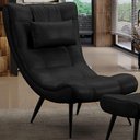 Ver imagem 7 de Poltrona Decorativa para Sala de Estar com Almofada e Pés Palito Lord Facto Dunas Preto - Ibiza