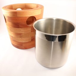 Balde Para Gelo Champagne 220 Oblò Madeira E Inox - 2