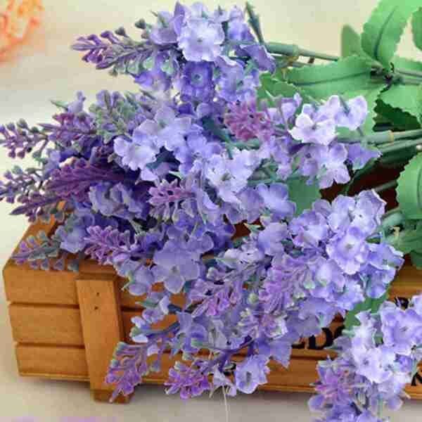 Flor artificial 5 Buques de Lavanda artificiais - 4
