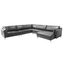 Ver imagem 1 de Sofá Vena de Canto + Chaise Fixo Couro Preto 520cm - 69857