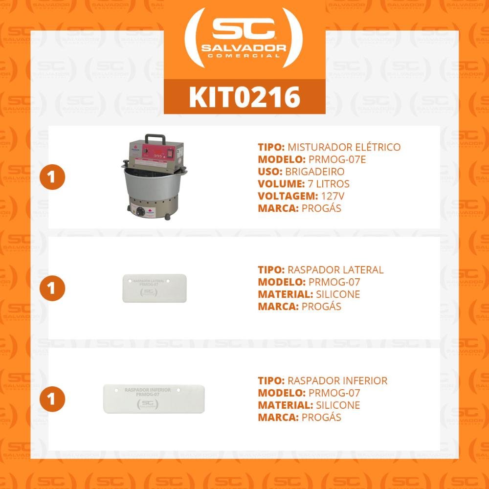 KIT - Misturador Mexedor 7L Elétrico PRMOG-07E 127V + Kit Espátula extra - Progás - 2