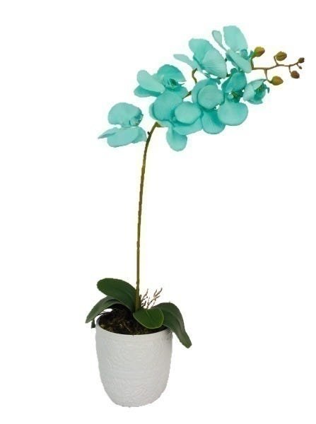 Arranjo Artificial Orquídea Azul Tiffany Vaso Cerâmica | MadeiraMadeira