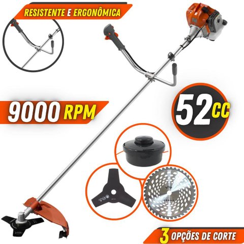 Podador de Grama Á Gasolina Tekna RL520AC 52cc 2HP 9000rpm Com Disco Extra de 40 Dentes