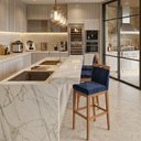 Ver imagem 1 de Kit 3 Banquetas Alta Cozinha Gourmet Conforto Suede:Suede Azul