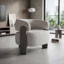 Ver imagem 1 de Poltrona Anatômica Orgânica Moderna Linho Bege Sintético Cinza Linha Premium Clinicas Sala Quarto Re