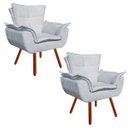 Ver imagem 1 de Kit 2 Poltronas Opala Suede Pés Palito - Cinza