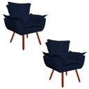 Ver imagem 1 de Kit 2 Poltronas Opala Suede Pés Palito - Azul Marinho