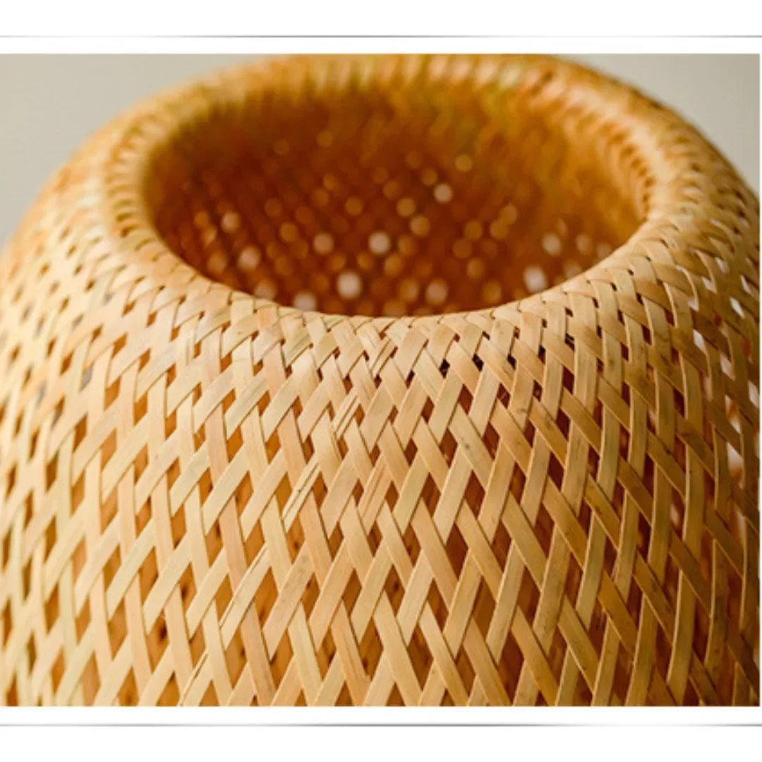 Abajur Luminária Tecelagem Bambu Rattan Luxuoso 49x24 - 6