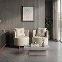 Ver imagem 2 de Poltrona Decorativa Cloe Orgânica em Couríssimo Premium com Almofada e Pés em Madeira Maciça