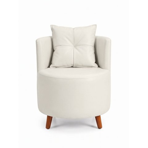 Poltrona Decorativa Cloe Orgânica em Couríssimo Premium com Almofada e Pés em Madeira Maciça