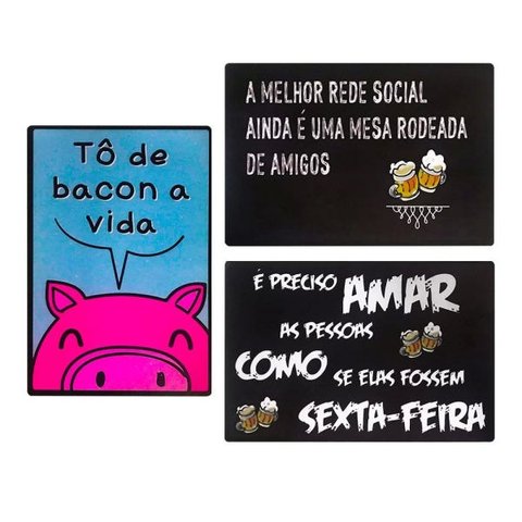Kit 03 Placas de MDF Decorativas Churrasco 19,5x29,5 - D'Rossi