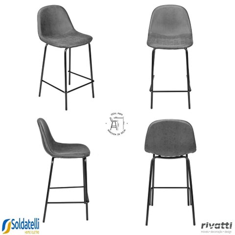 Kit 4 Banquetas Tânia Pu Baixa 65cm até o Assento Várias Cores - Rivatti