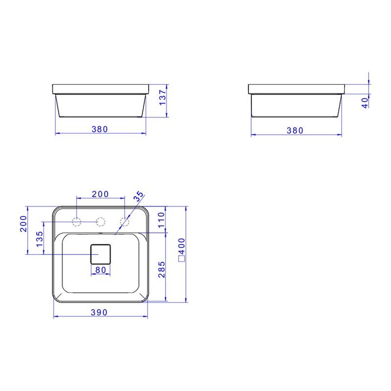 Cuba de Sobrepor Deca com Mesa Quadrado 40x40cm Código: L.21040.M.49 Deca   Cor: Sálvia - 2