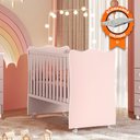 Ver imagem 1 de Berço Simples com Colchão Probel para Quarto de Bebê Infantil Doce Sonho com Rodizios Rosa Qmovi