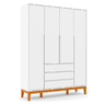Quarto de Bebê Nature Clean Berço Americano Guarda Roupa Infantil 4 Portas Cômoda de Bebe 3 Gavetas  - 1