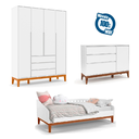 Ver imagem 7 de Quarto de Bebê Nature Clean Berço Americano Guarda Roupa Infantil 4 Portas Cômoda de Bebe 3 Gavetas