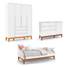 Quarto de Bebê Nature Clean Berço Americano Guarda Roupa Infantil 4 Portas Cômoda de Bebe 3 Gavetas  - 2