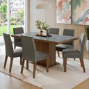 Ver imagem 1 de Conjunto Sala de Jantar Tampo de Vidro 6 Cadeiras Rustic/Cinza/Silver Alba Madesa